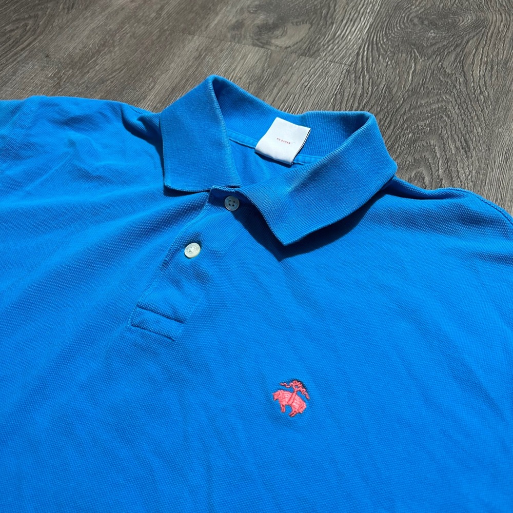 Brooks Brothers Polo Shirt Medium Blue 346 Original Fit Cotton Short Sleeve